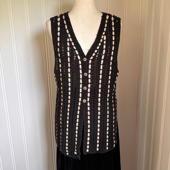 Vintage 90s Boho Knit Sweater Vest M - Picture 1 of 6